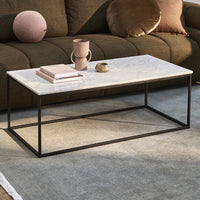 110CM BLACK SERENA ITALIAN CARRARA MARBLE COFFEE TABLE