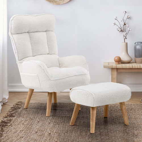 LIVING FUSION 2 PIECE BONNY UPHOLSTERED RECLINER ARMCHAIR & FOOTSTOOL SET