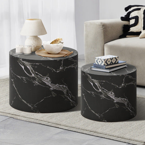 LIVING FUSION 2 PIECE BLACK ETAN COFFEE TABLE SET