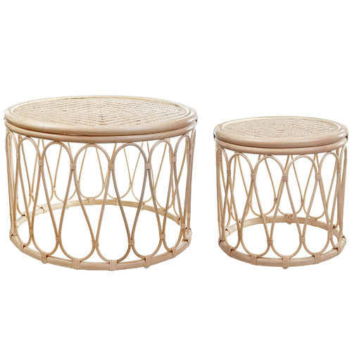 ESTUDIO FURNITURE 2 PIECE LOOP RATTAN COFFEE & SIDE TABLE SET
