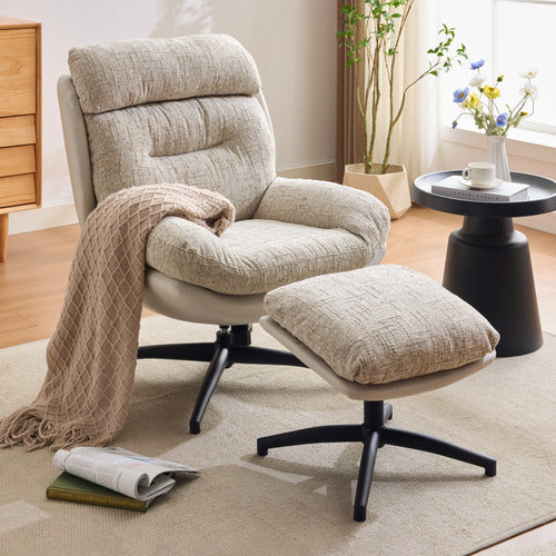 CASSINGTON HOME 2 PIECE RYE UPHOLSTERED SWIVEL CHAIR & FOOTSTOOL SET