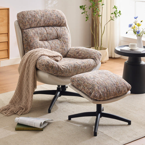CASSINGTON HOME 2 PIECE RYE UPHOLSTERED SWIVEL CHAIR & FOOTSTOOL SET