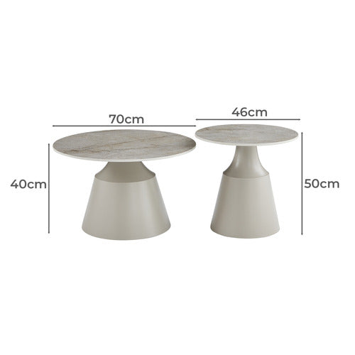 KEYS ROAD DESIGNS 2 PIECE SHARA CERAMIC COFFEE TABLE SET