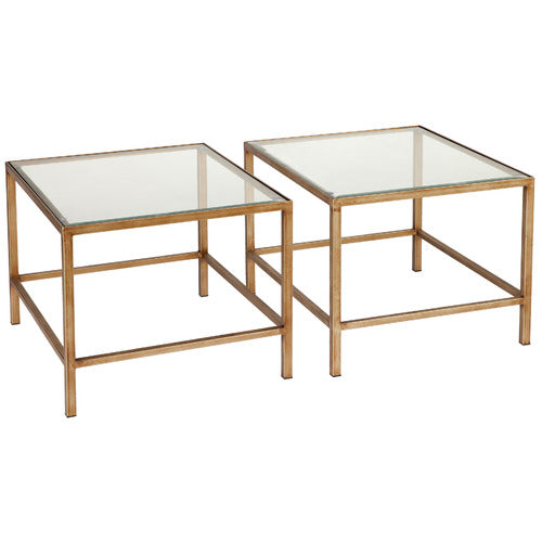 REXINGTON HOME 3 PIECE CHARLOTTE RECTANGULAR GLASS-TOP NESTING TABLE SET
