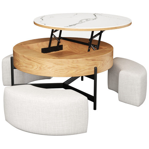 SHIRLEY LANE FURNITURE 4 PIECE ABUELA OTTOMAN & COFFEE TABLE SET