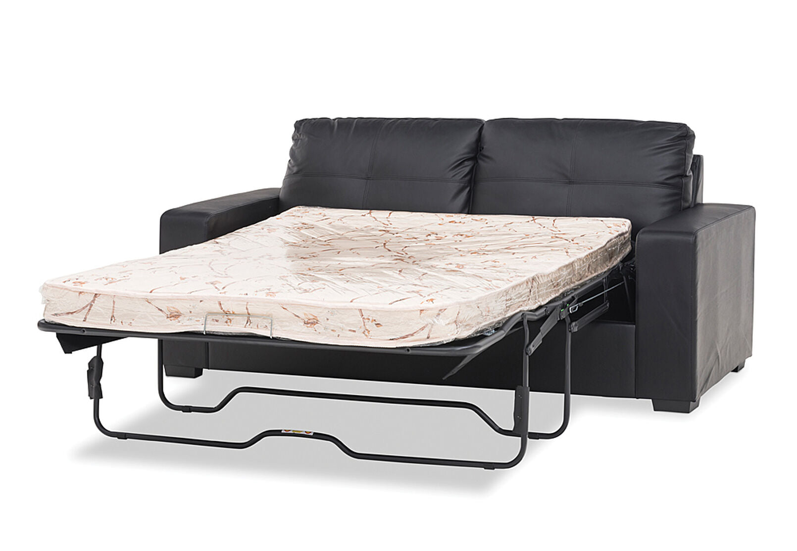 DIAMOND LEATHER-LOOK 2.5 SEATER SOFA BED BLACK