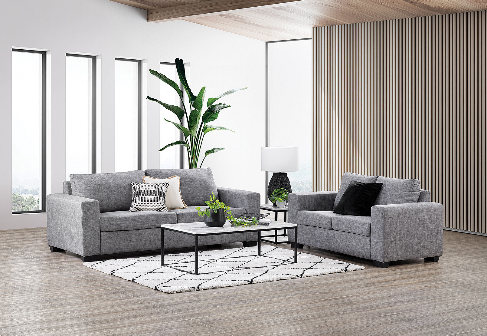 BONZA FABRIC SOFA PAIR GERY
