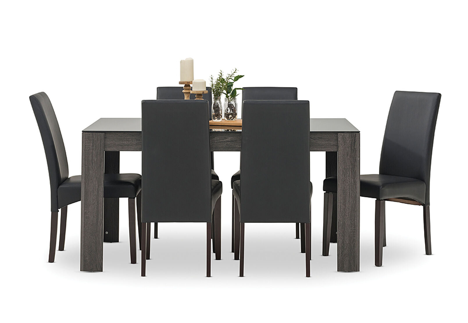 SUMMIT 7 PIECE DINING SUITE BLACK/CHARCOAL