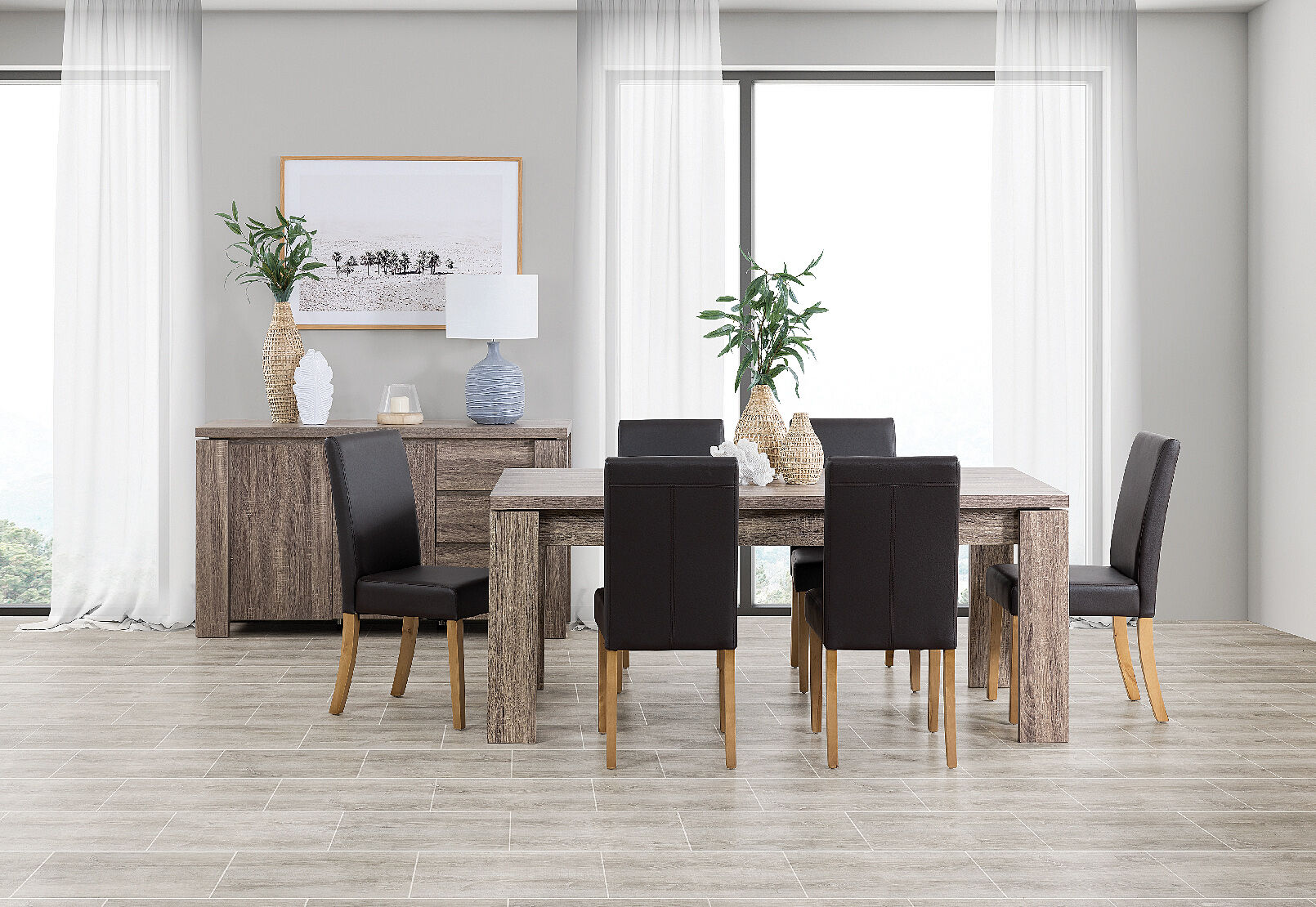 MAJESTY AND TRIUMPH 7 PIECE DINING SUITE CHOCOLATE