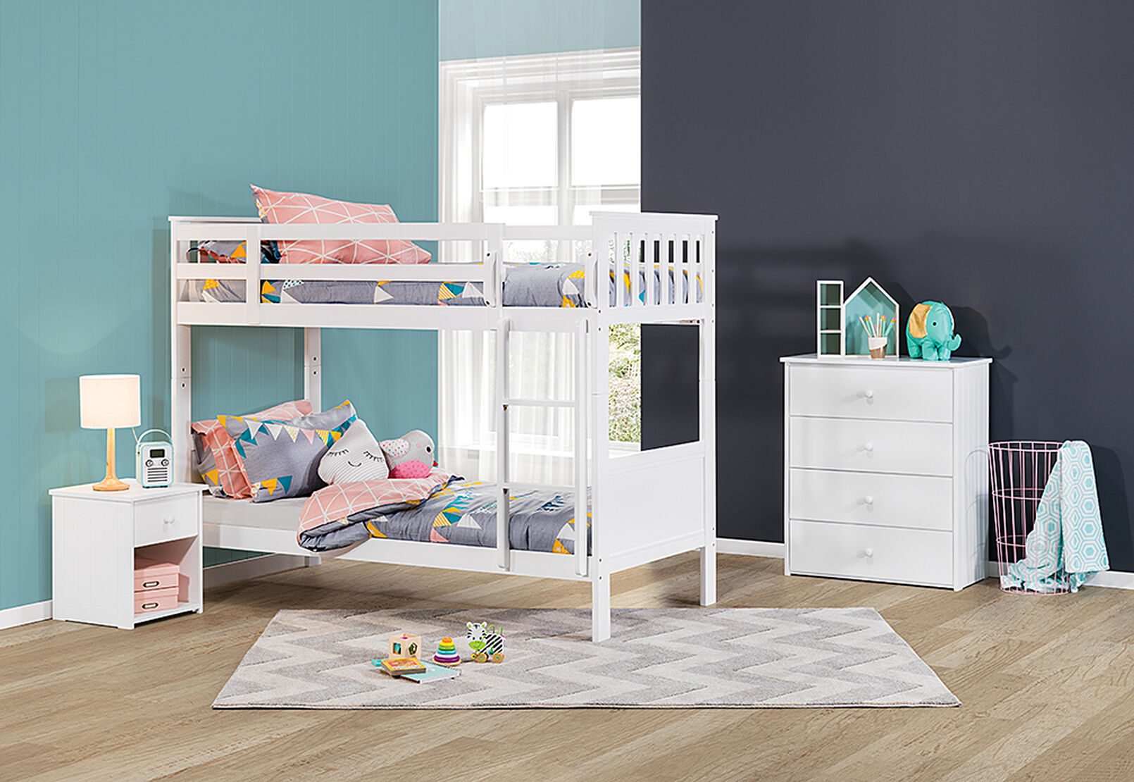 CAPTAIN JACK 3 PIECE BUNK BEDROOM SUITE WHITE