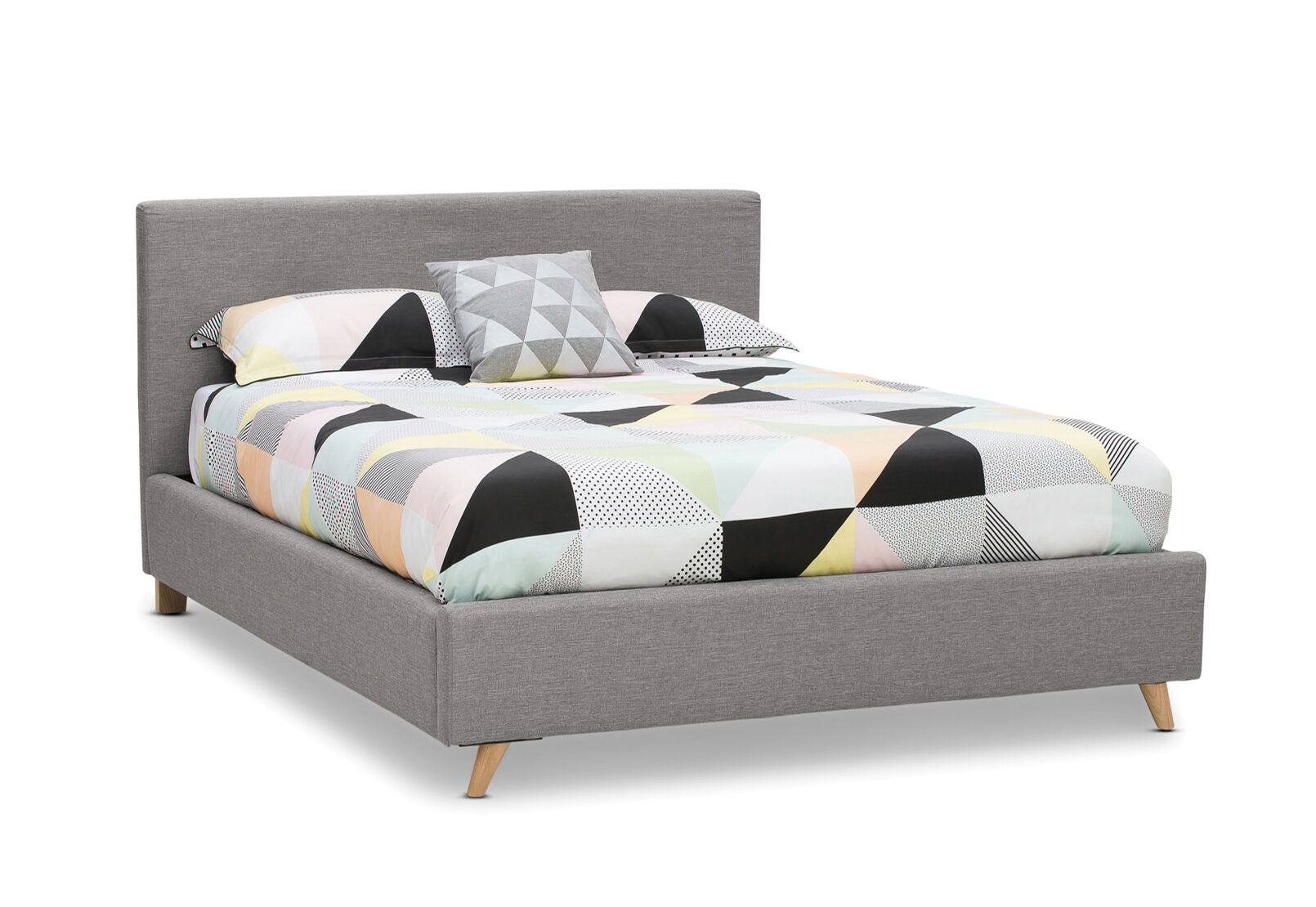 SCANDI QUEEN BED LIGHT GREY