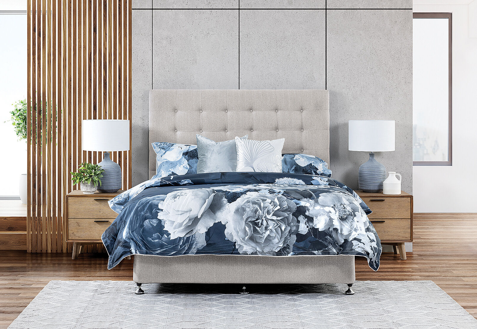 LOTTI KING HEADBOARD PEBBLE