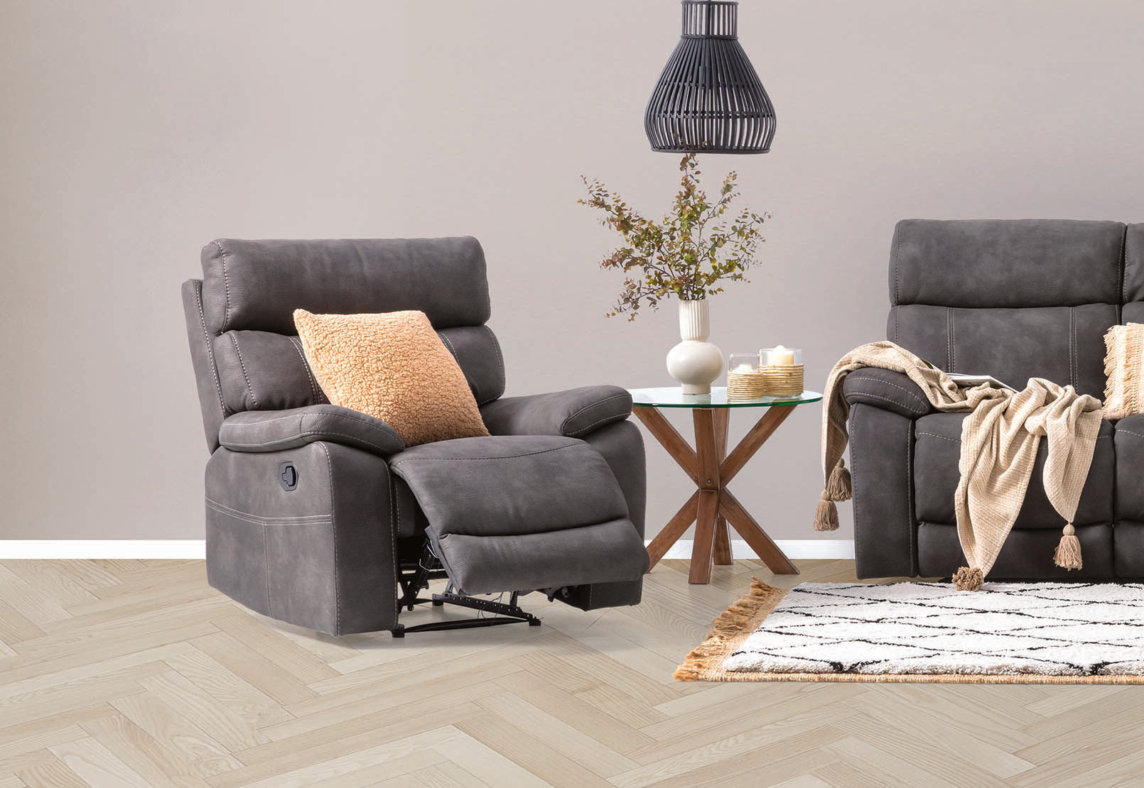 ALFRED FABRIC RECLINER CHARCOAL