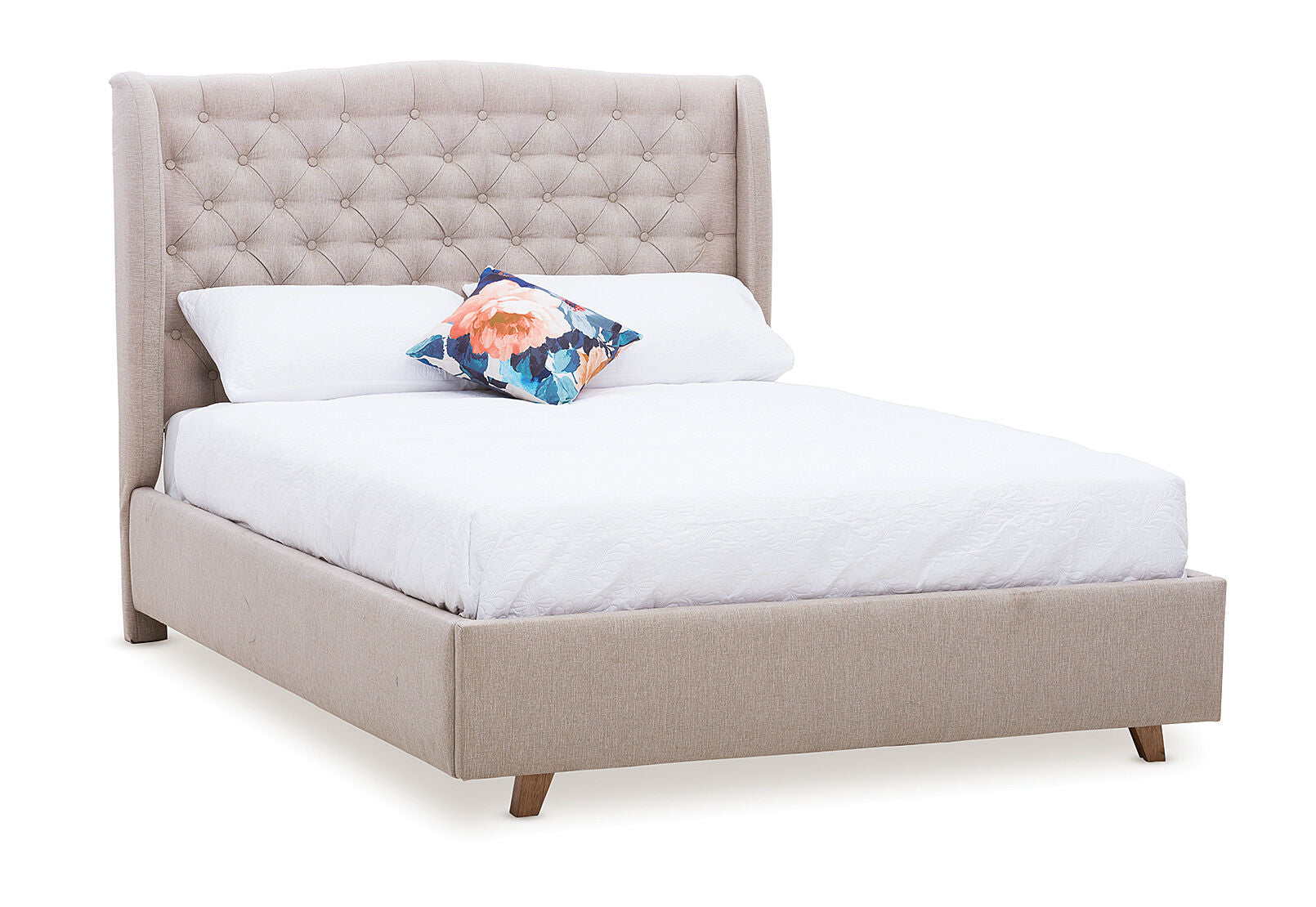 ARAGON FABRIC KING BED PEBBLE
