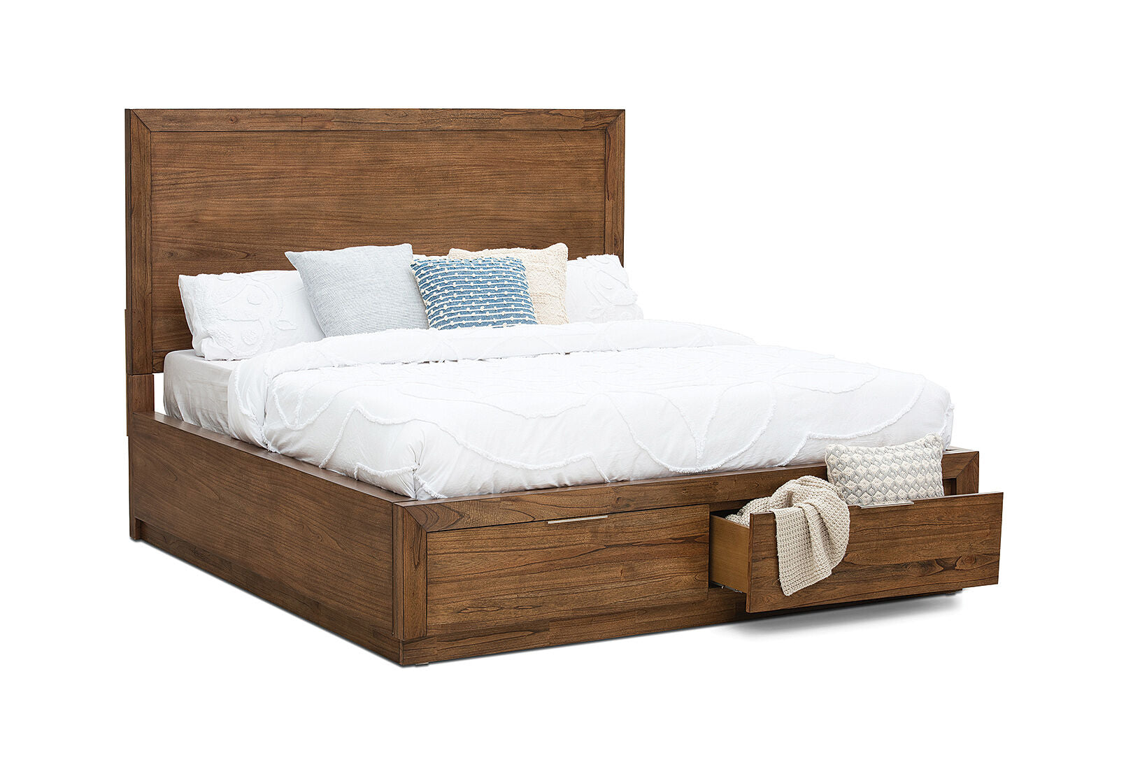 SORVINO QUEEN BED LIGHT WALNUT