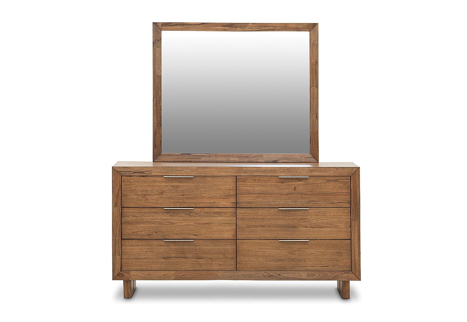 SORVINO DRESSER WITH MIRROR LIGHT WALNUT