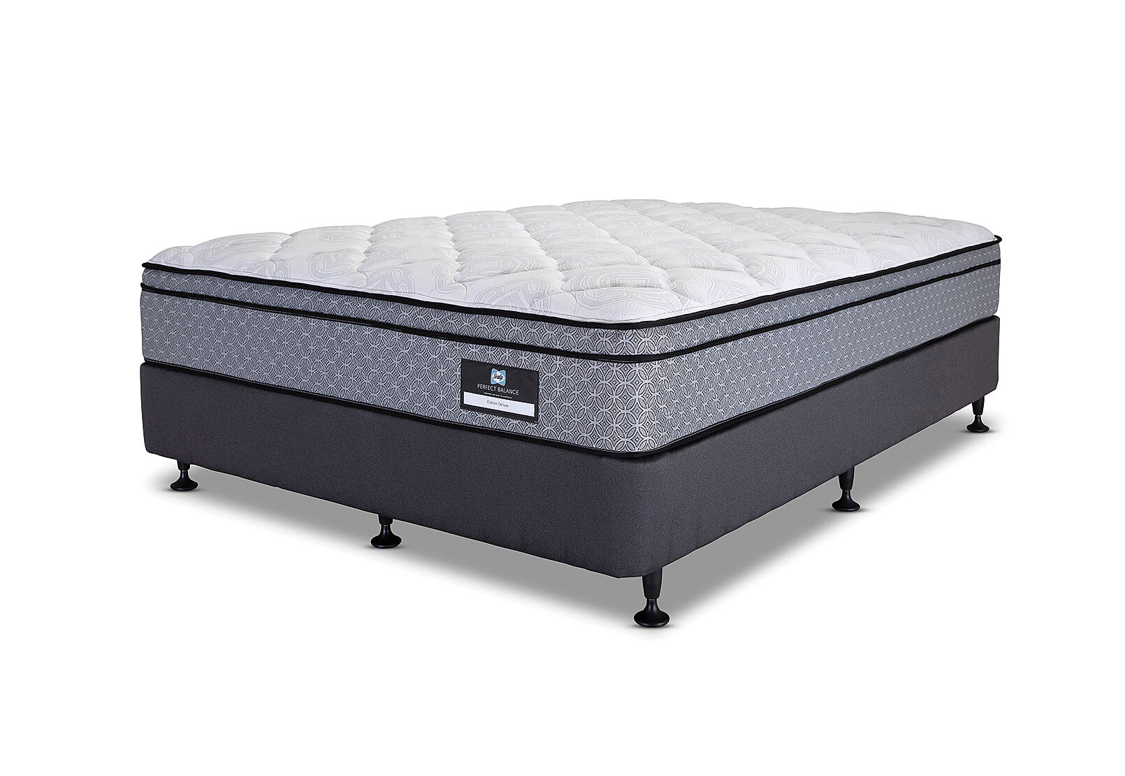 SEALY PERFECT BALANCE ELATION DELUXE DOUBLE ENSEMBLE. GREY