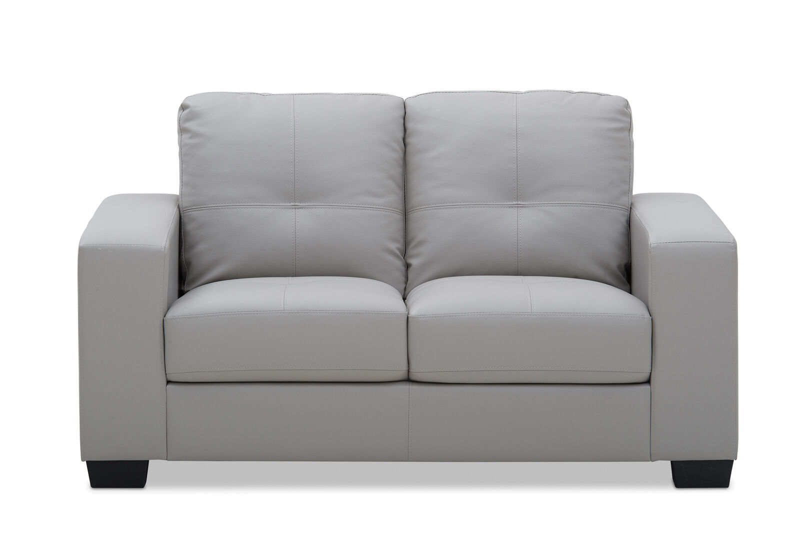 DIAMOND Leather-Look 2 Seater Sofa LIGHT GREY