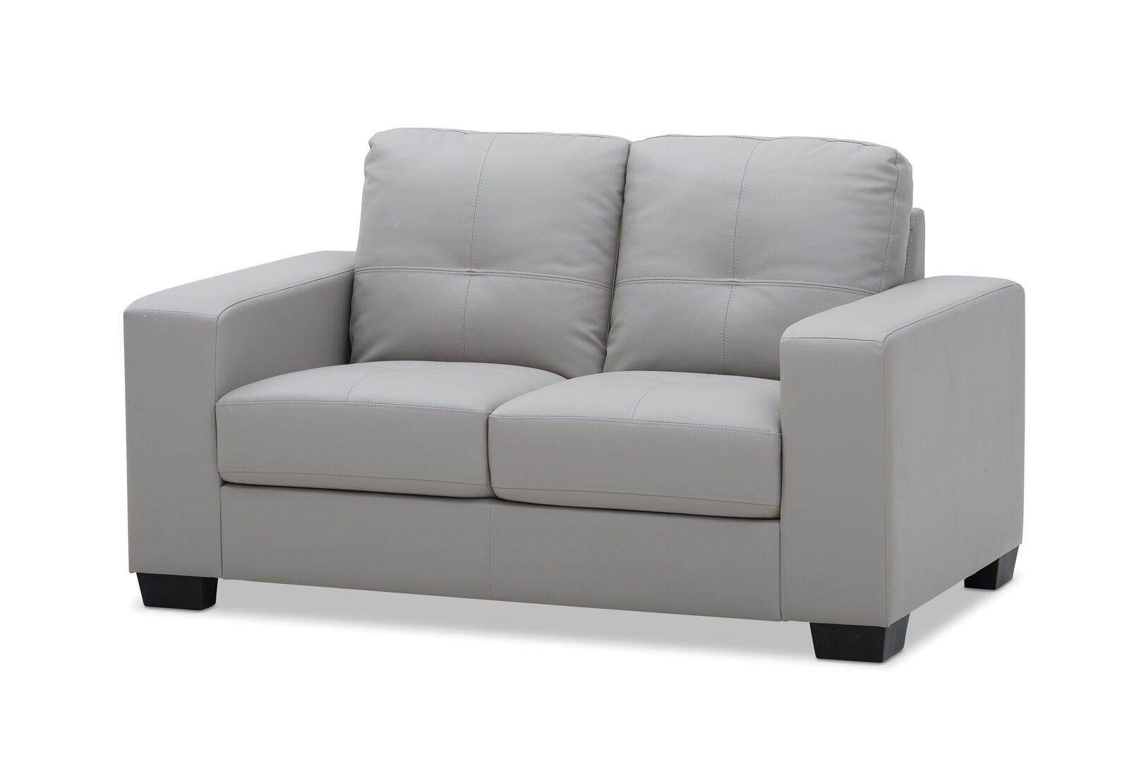 DIAMOND Leather-Look 2 Seater Sofa LIGHT GREY