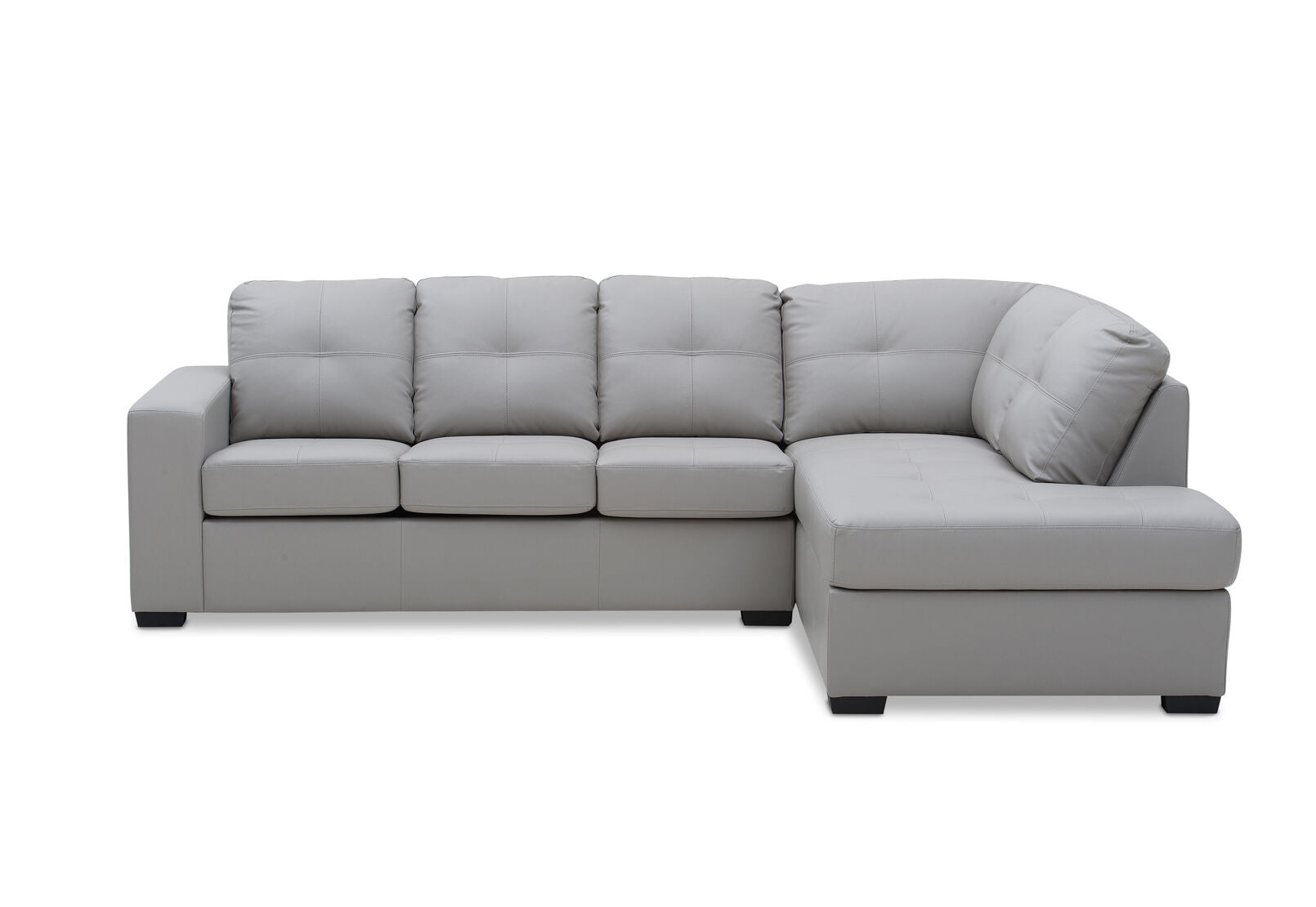 DIAMOND LEATHER-LOOK RIGHT-HAND FACING CORNER CHAISE WITH SOFA BED LIGHT GREY