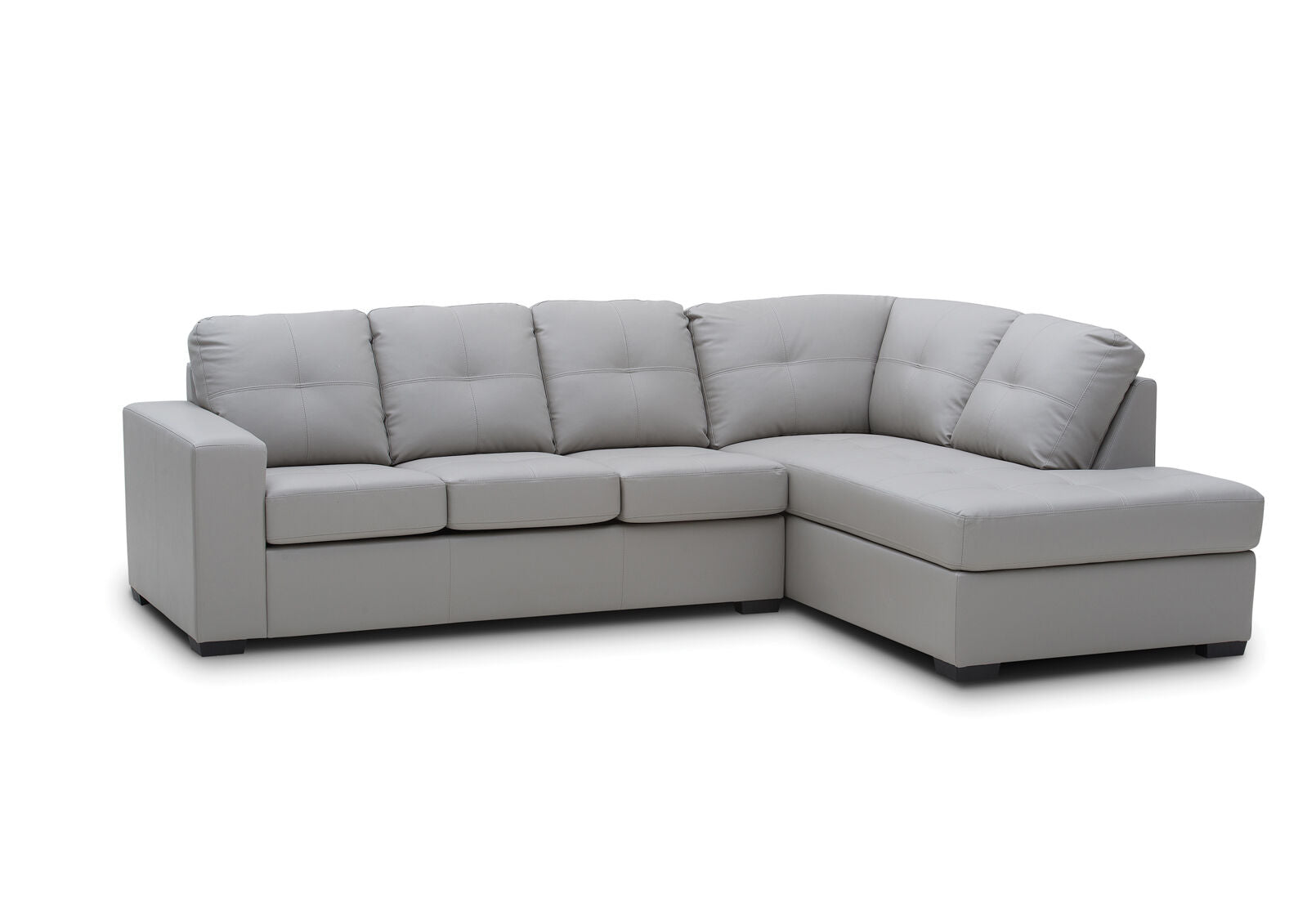 DIAMOND LEATHER-LOOK RIGHT-HAND FACING CORNER CHAISE WITH SOFA BED LIGHT GREY