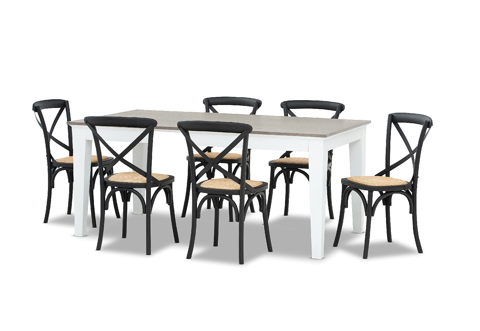 MARSEILLE 7 PIECE DINING SUITE WITH BORDEAUX DINING CHAIRS BLACK