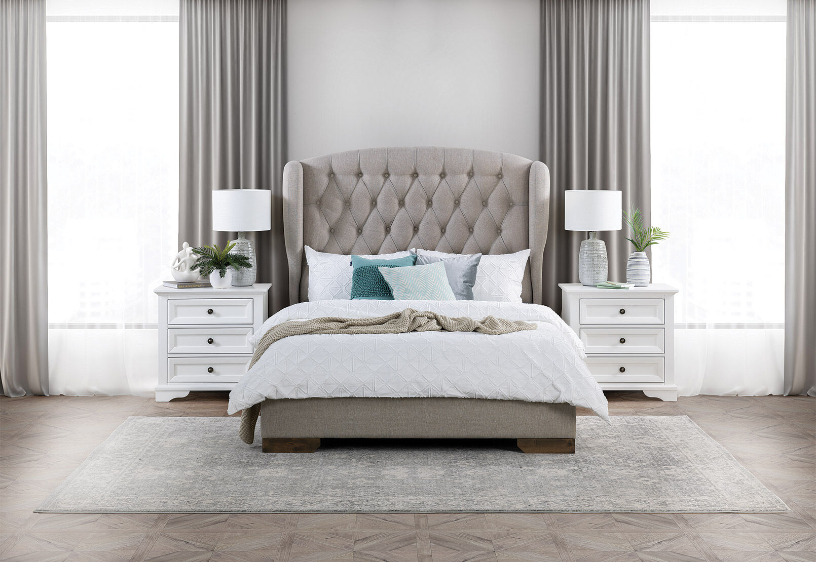 AVA KING BED BEIGE