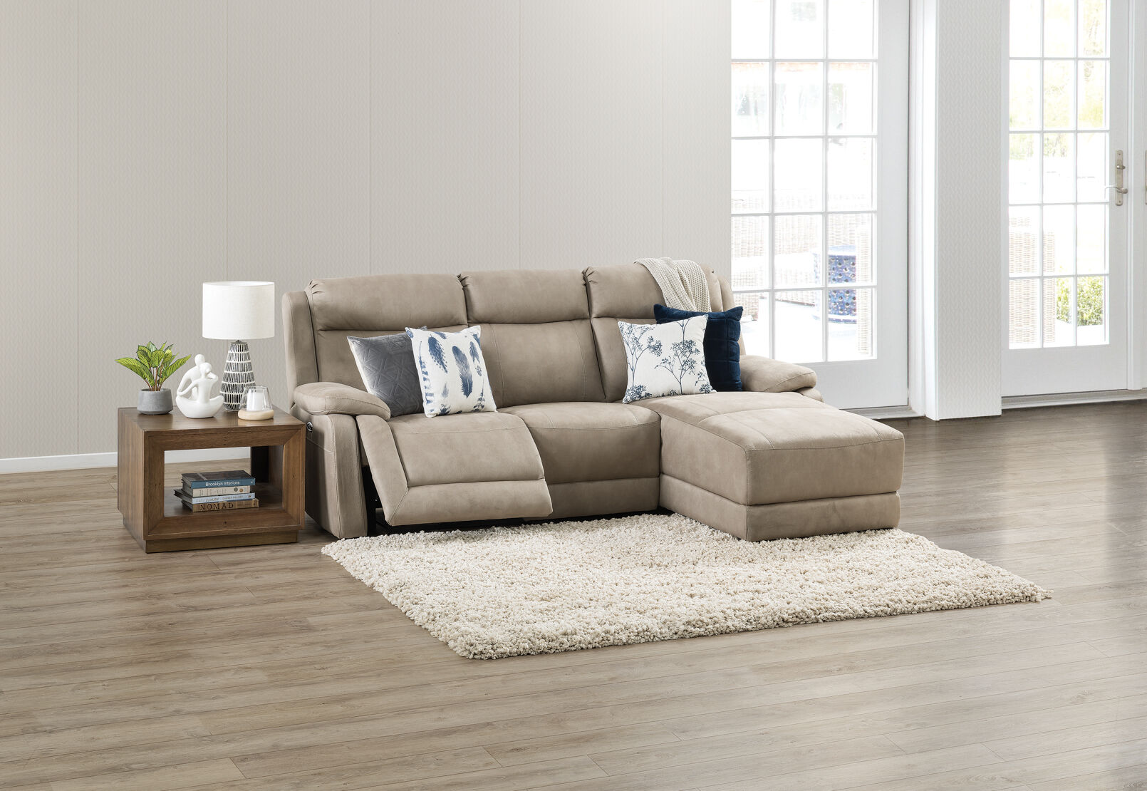 SAN MARCO FABRIC 3 SEATER RIGHT-HAND FACING CHAISE STONE