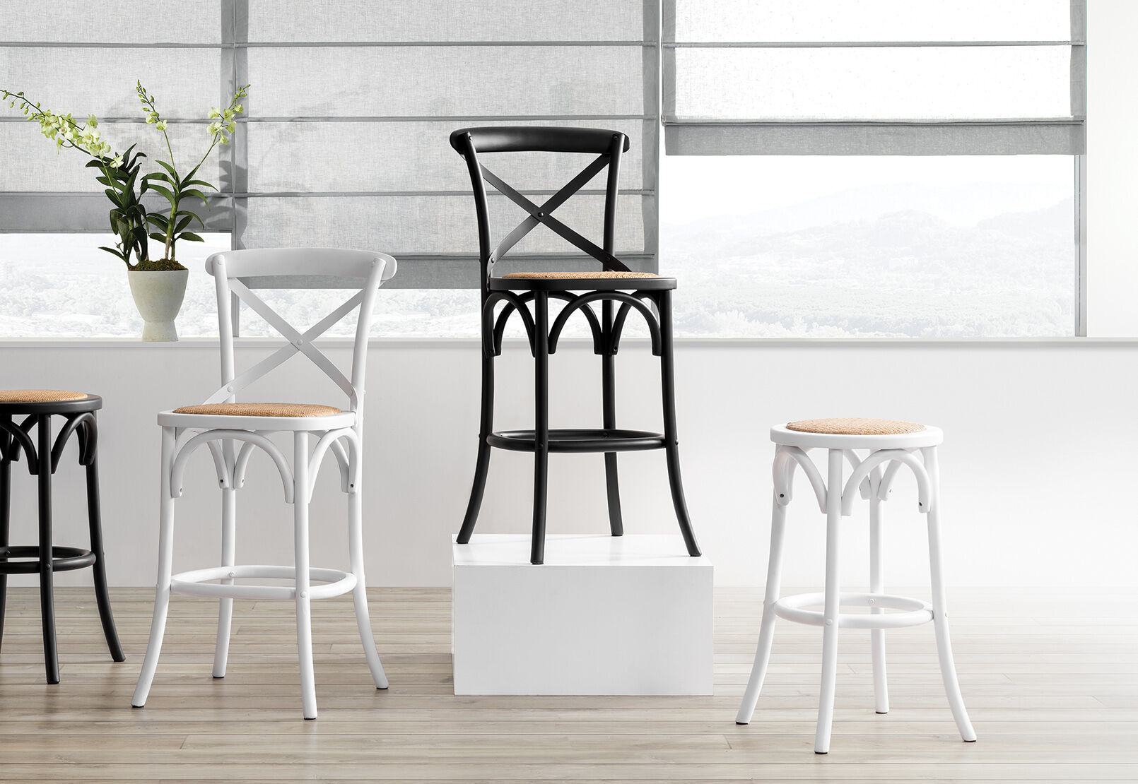 BORDEAUX CROSS BACK STOOL BLACK