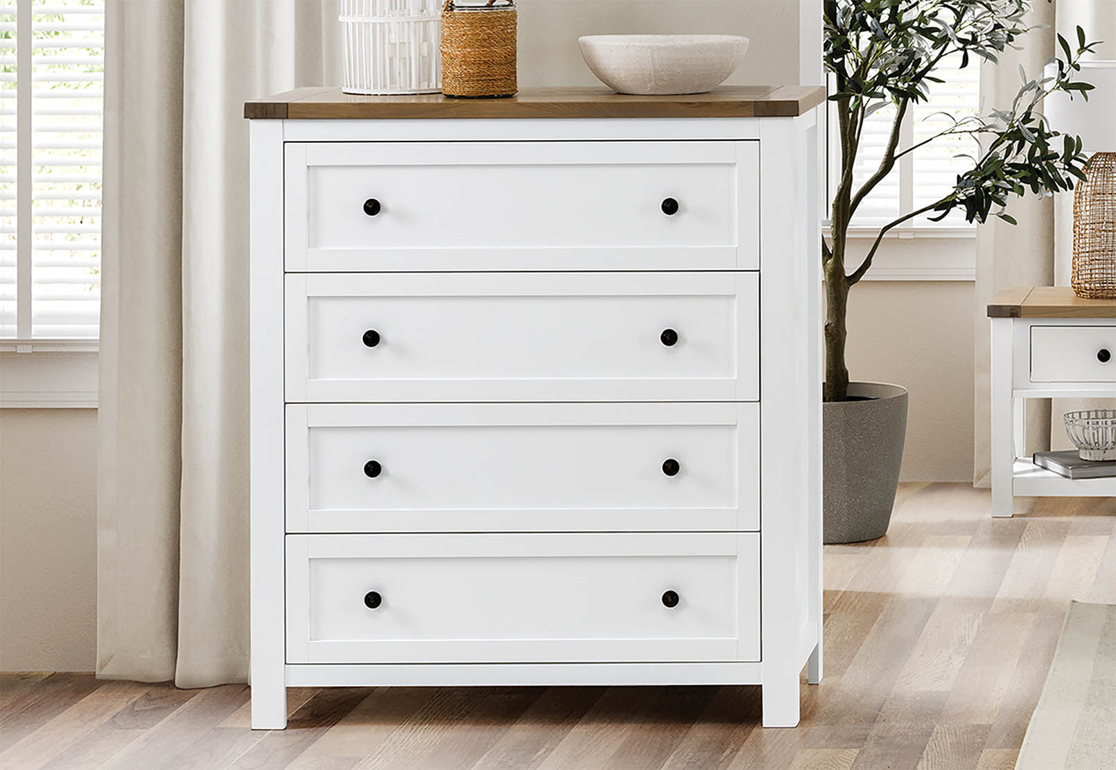 NORMANDY TALL CHEST WHITE/OAK