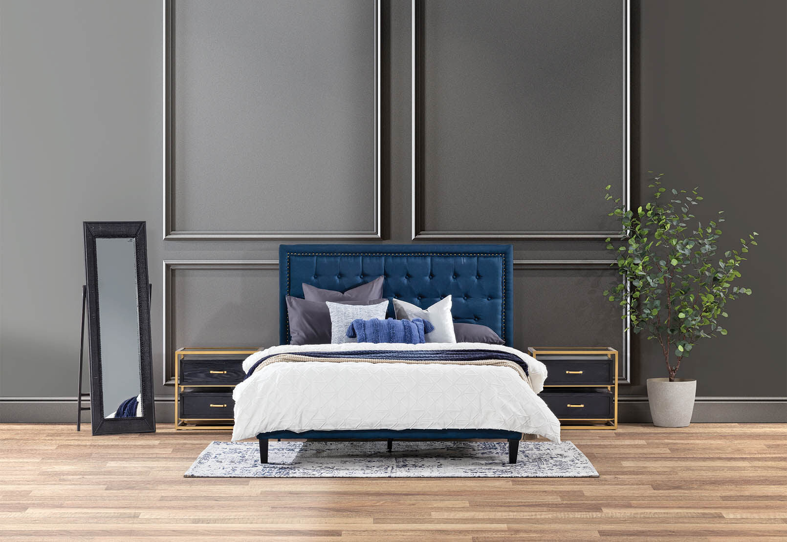 ARNOLD NAVY QUEEN BED NAVY