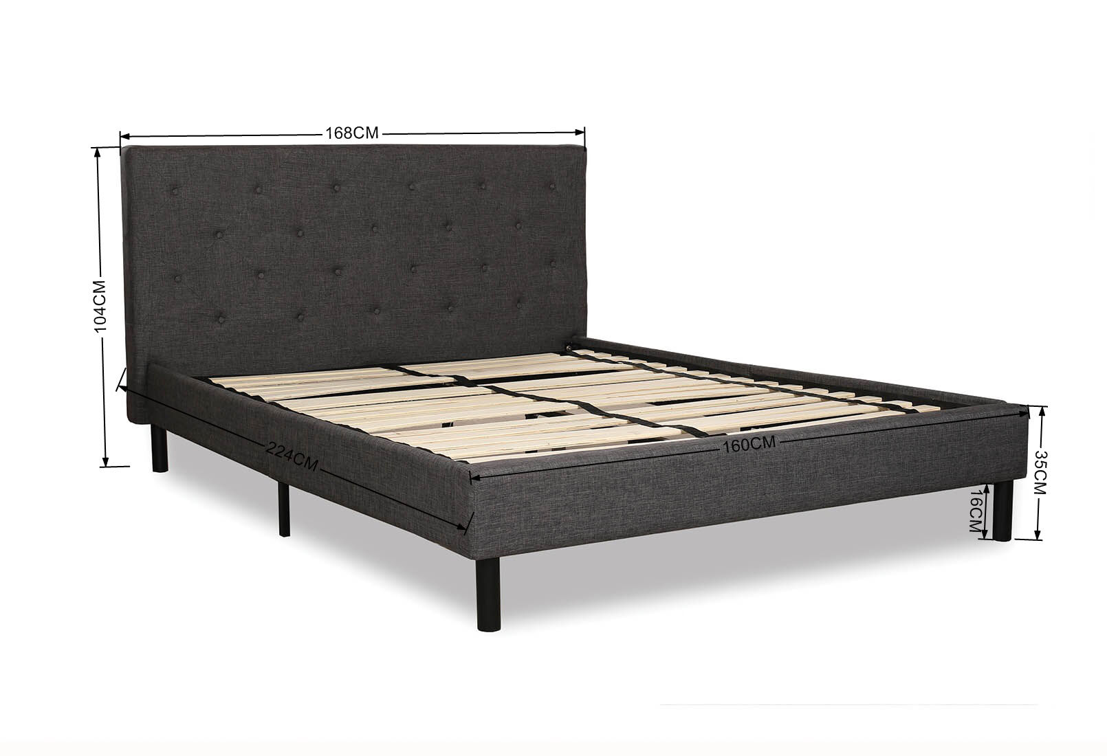 BRIGITTA GREY QUEEN BED GREY