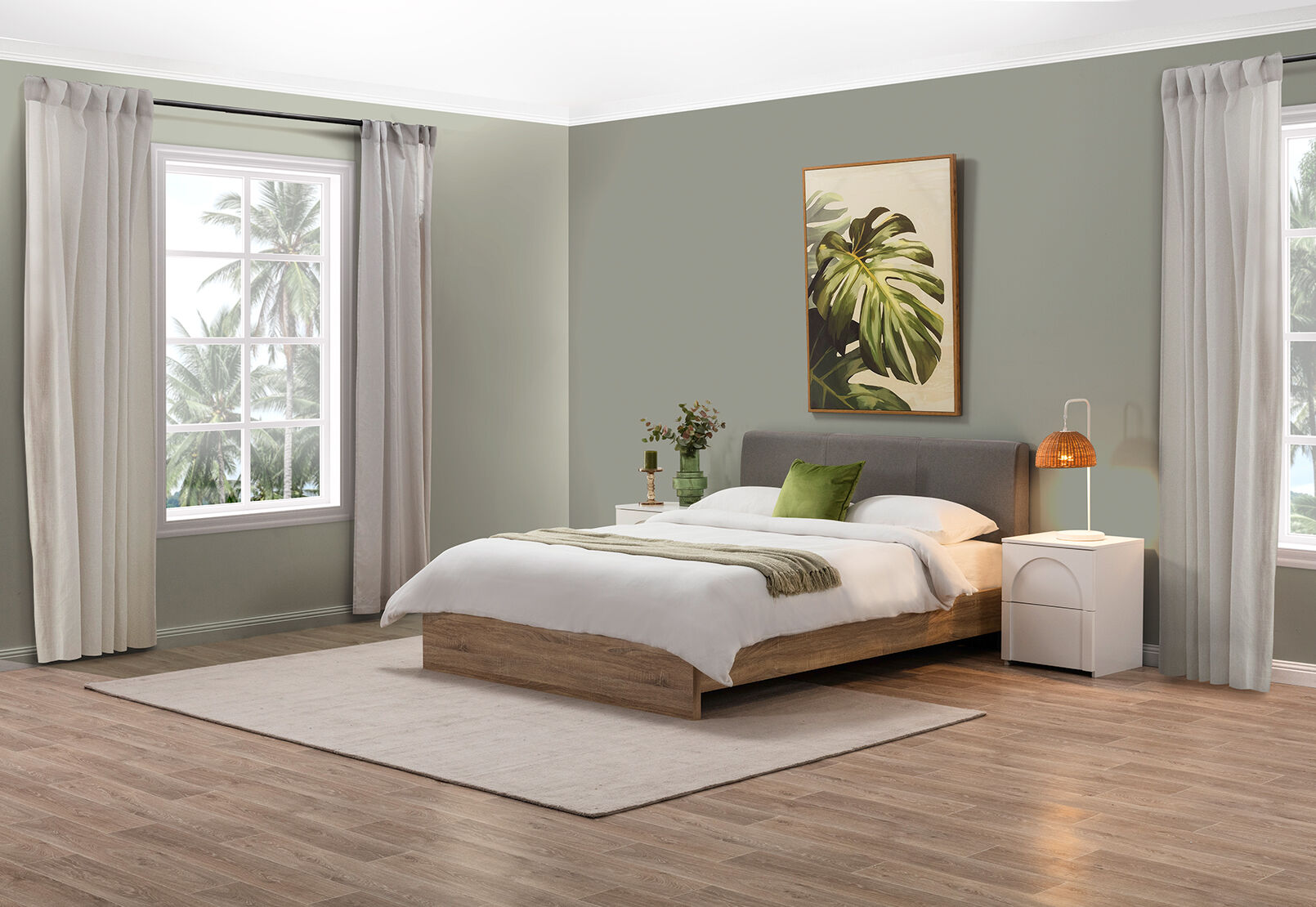 FORFAR QUEEN BED BEECH/GREY