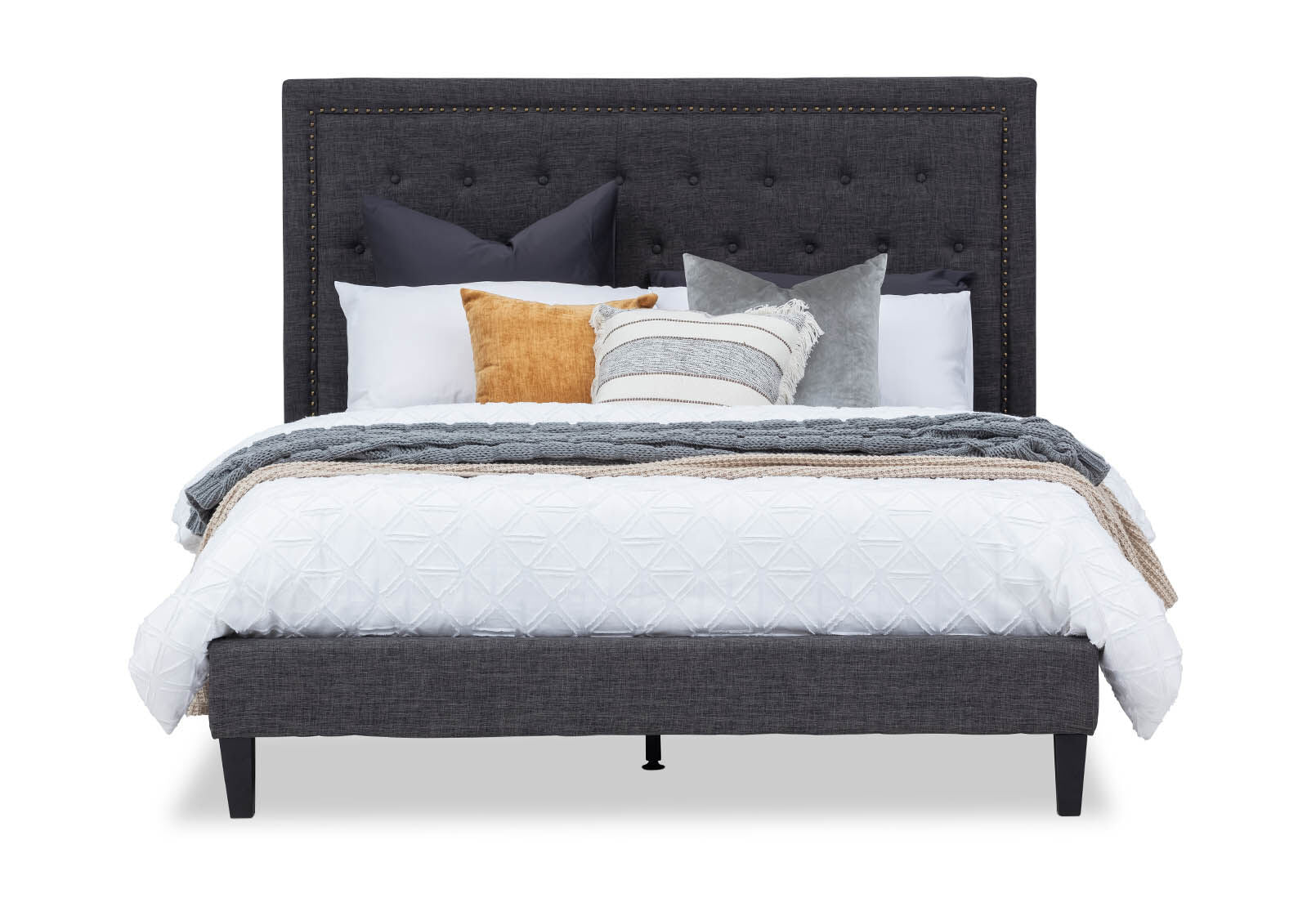 ARNOLD DARK GREY QUEEN BED DARK GREY