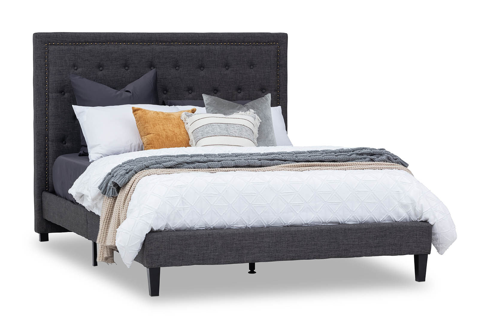 ARNOLD DARK GREY QUEEN BED DARK GREY