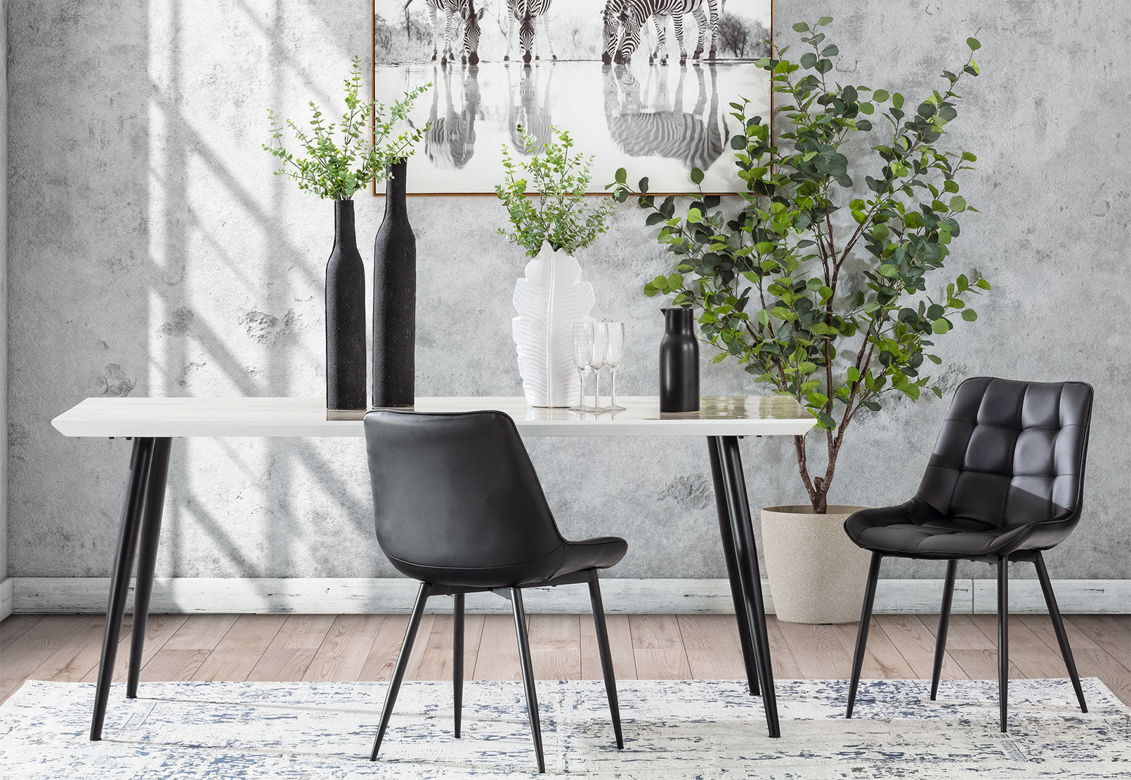 ARCADIAN SET OF 2 BLACK DINING CHAIRS BLACK