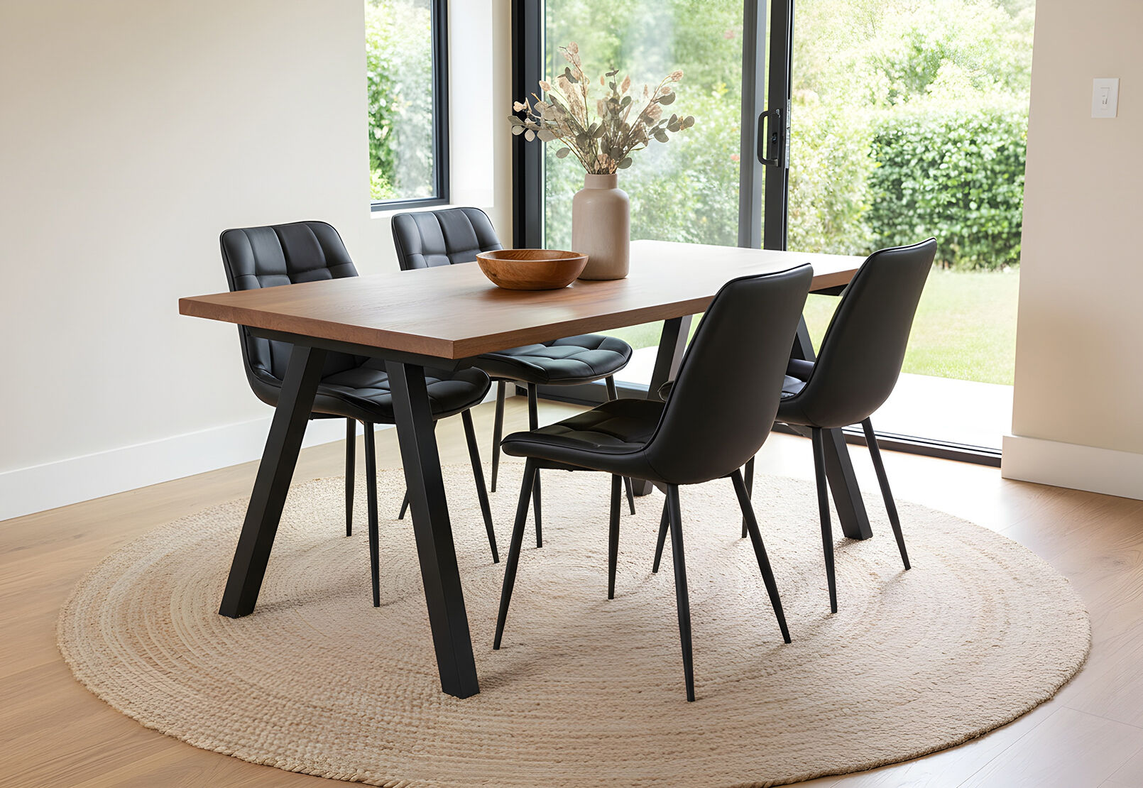 ARCADIAN SET OF 2 BLACK DINING CHAIRS BLACK