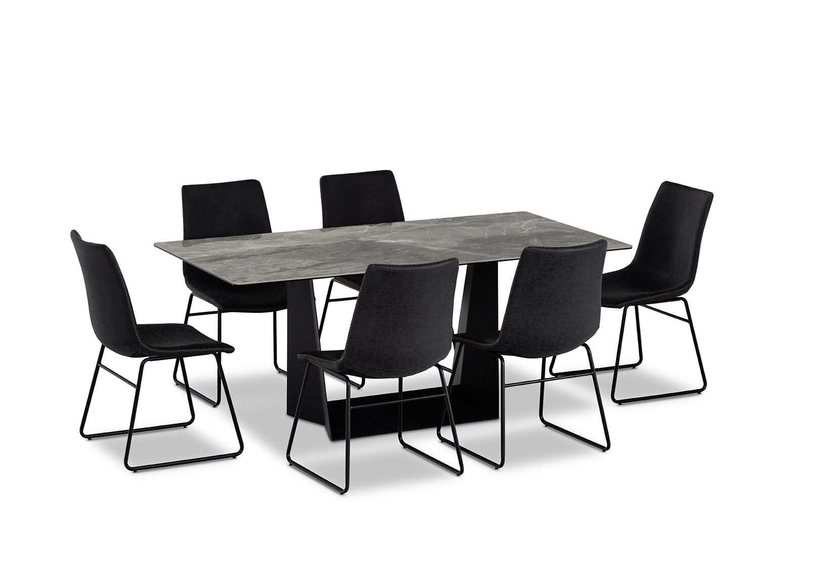 MILAS 7 PIECE DINING SUITE WITH LOIRE DINING CHAIRS BLACK