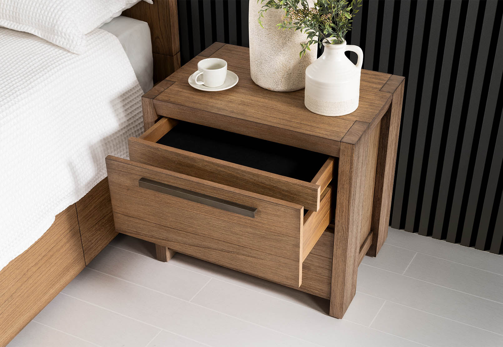 ROMULUS 2 DRAWER BEDSIDE WALNUT