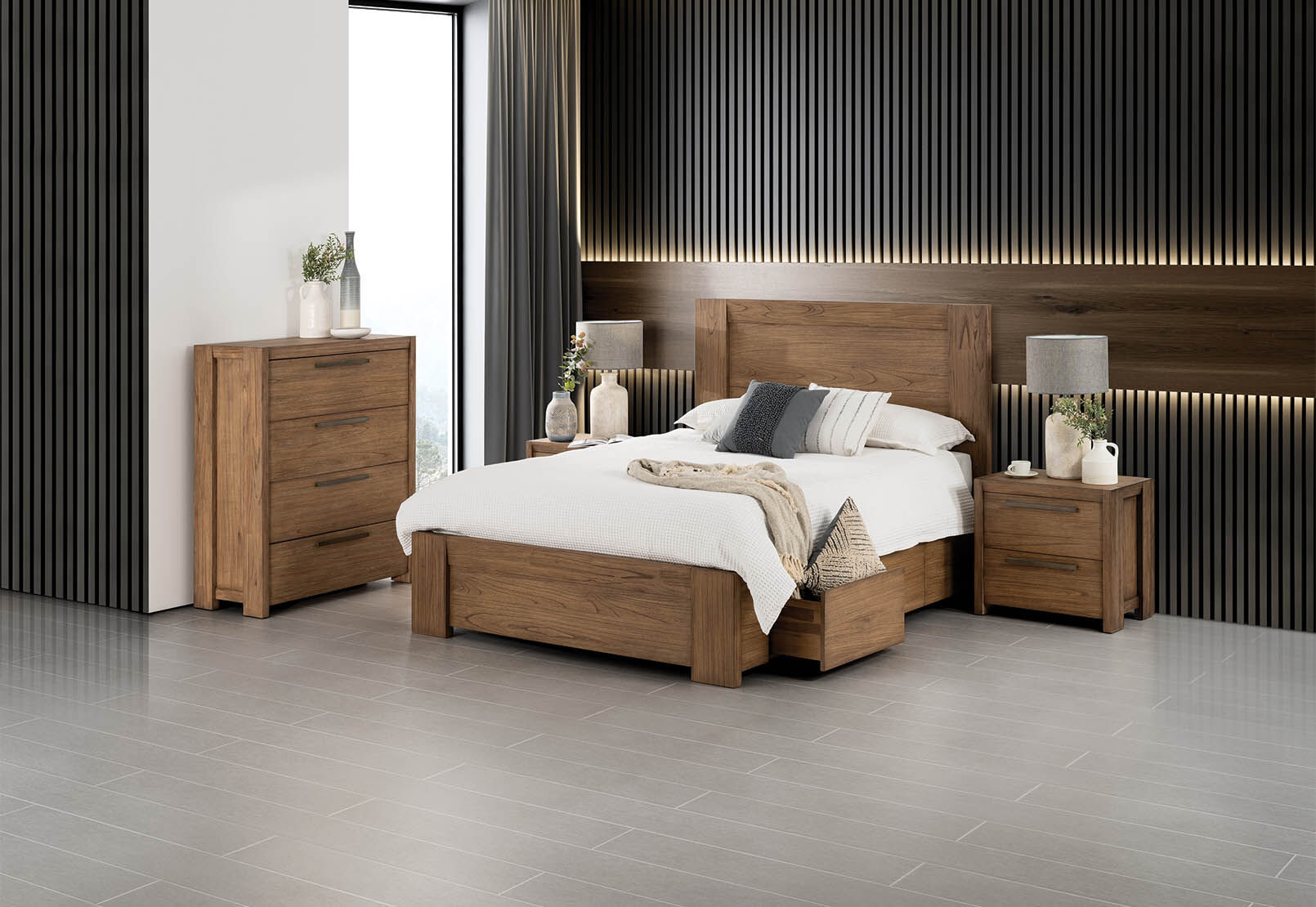 ROMULUS 4 DRAWER TALL CHEST WALNUT