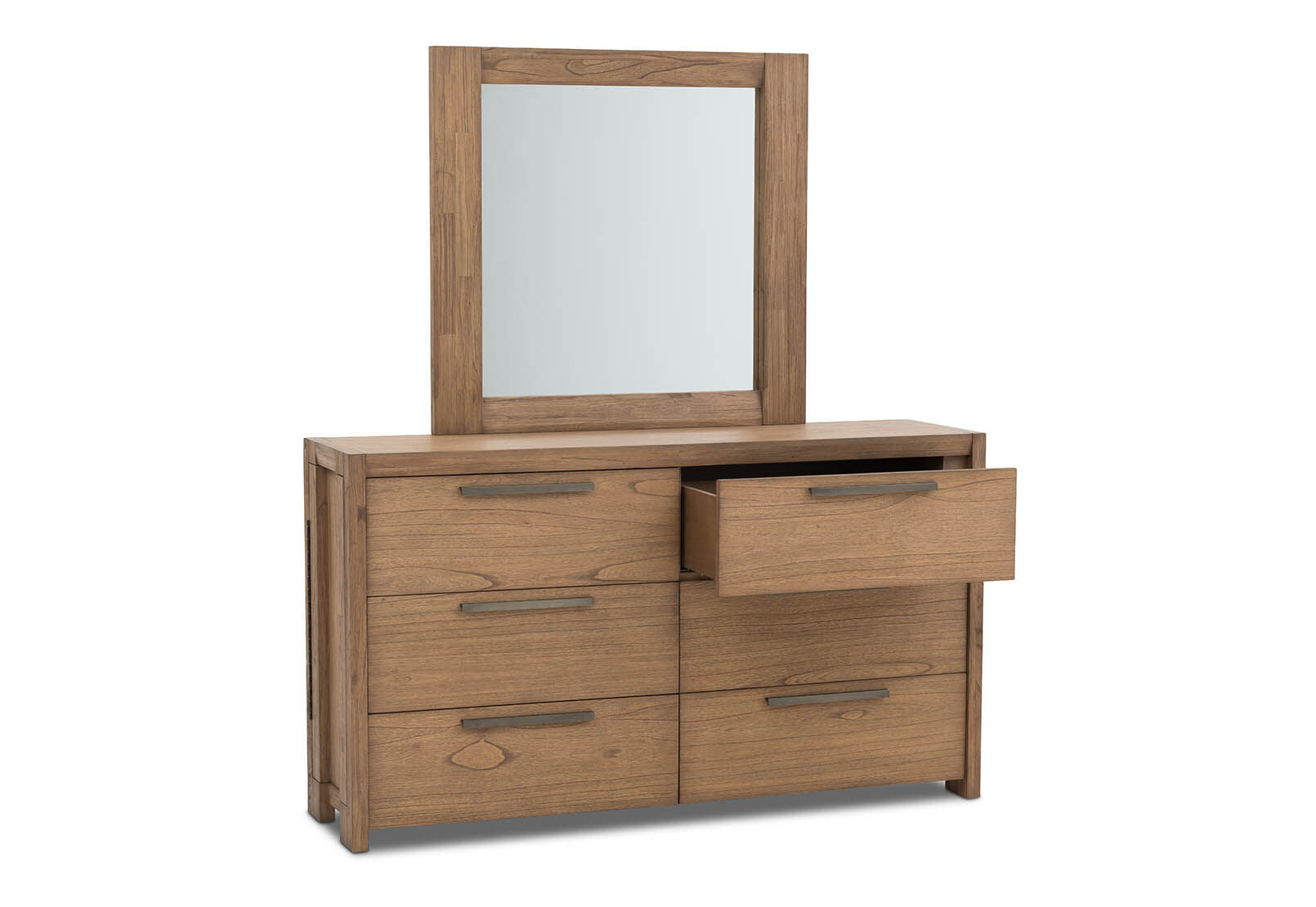 ROMULUS 6 DRAWER DRESSER WITH MIRROR WALNUT