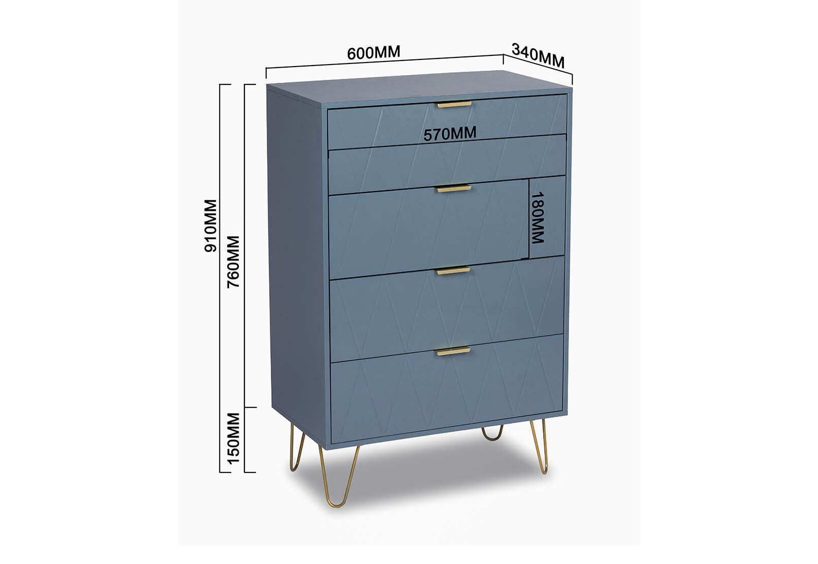 DORSEY 4 DRAWER TALL CHEST BLUE SLATE