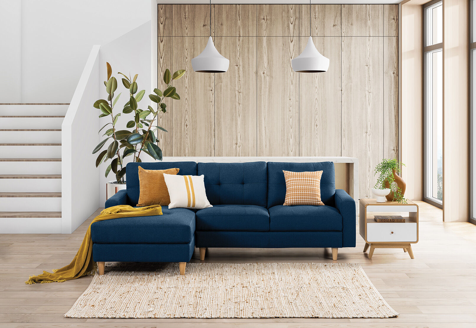 KELLER FABRIC 3 SEAT LHF CHAISE NAVY
