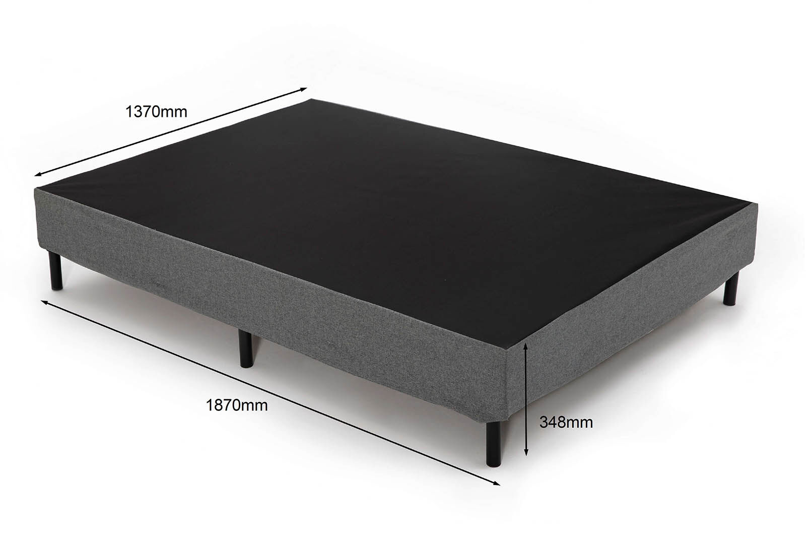 KLEIN DOUBLE BED BASE BLACK/GREY