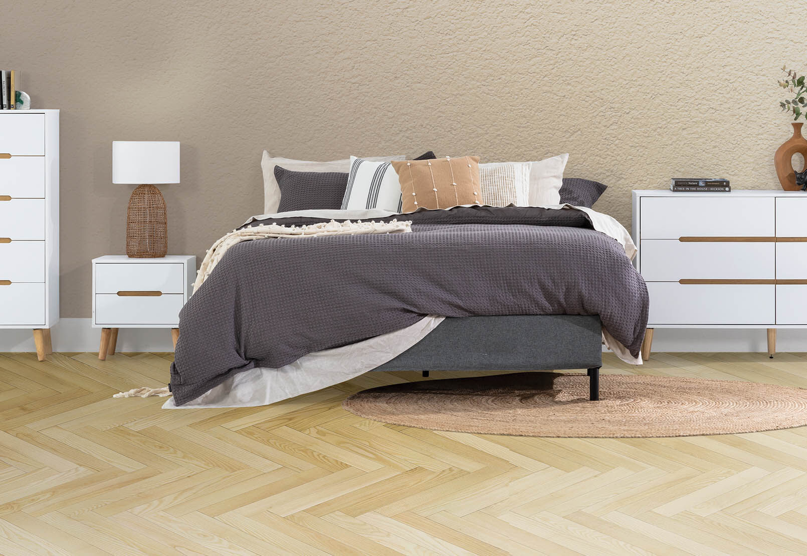 KLEIN DOUBLE BED BASE BLACK/GREY