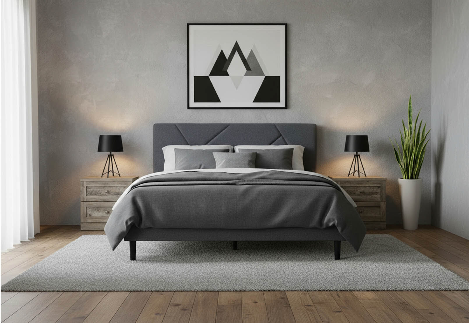 FRAZIER DARK GREY DOUBLE BED DARK GREY