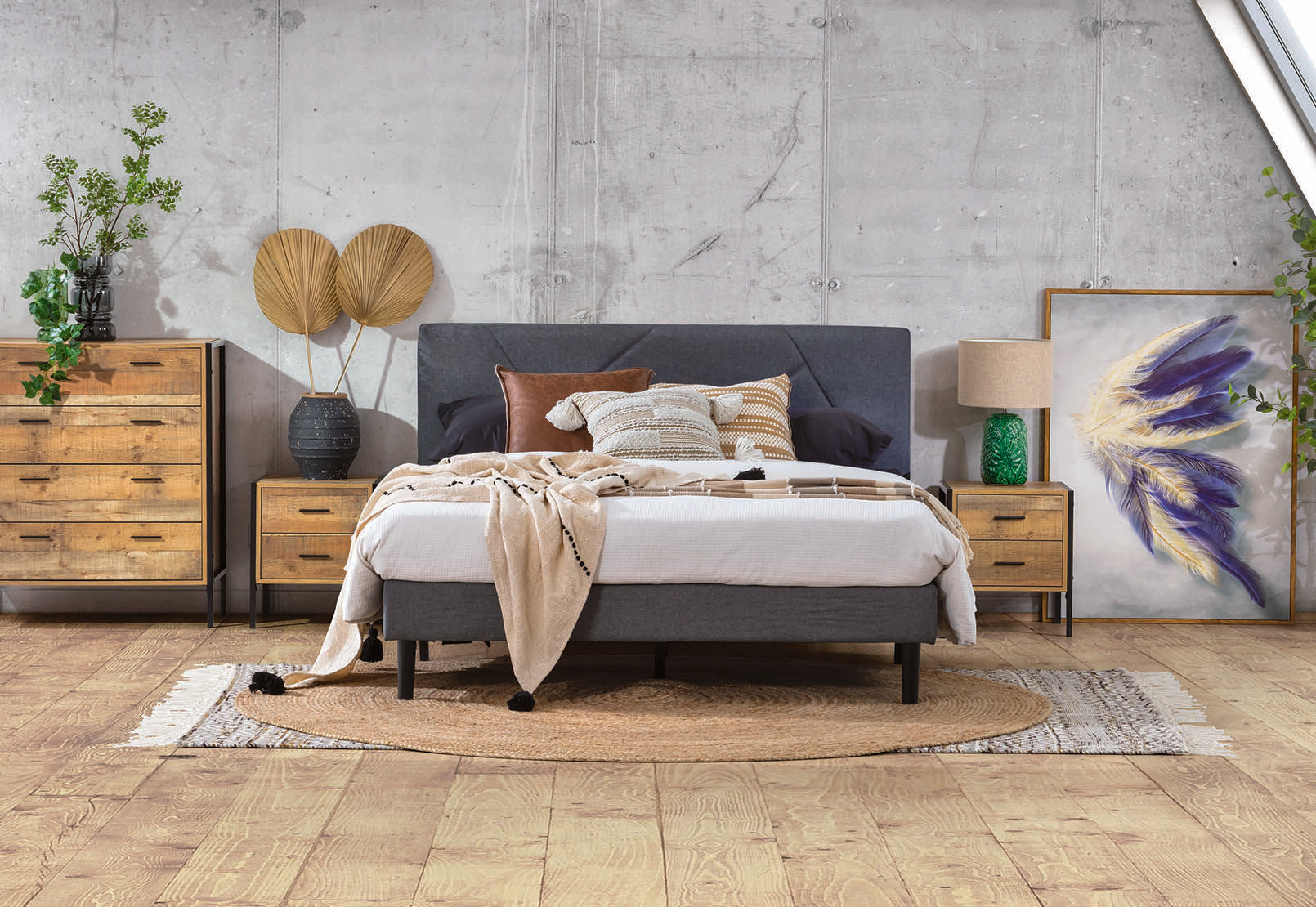 FRAZIER DARK GREY DOUBLE BED DARK GREY