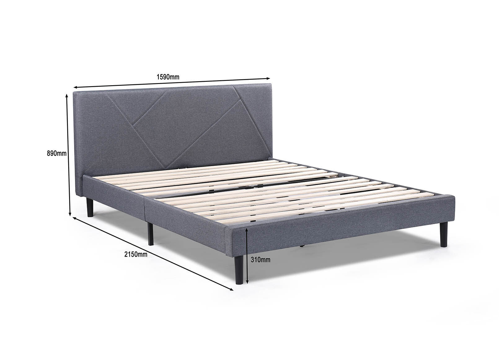FRAZIER DARK GREY QUEEN BED DARK GREY