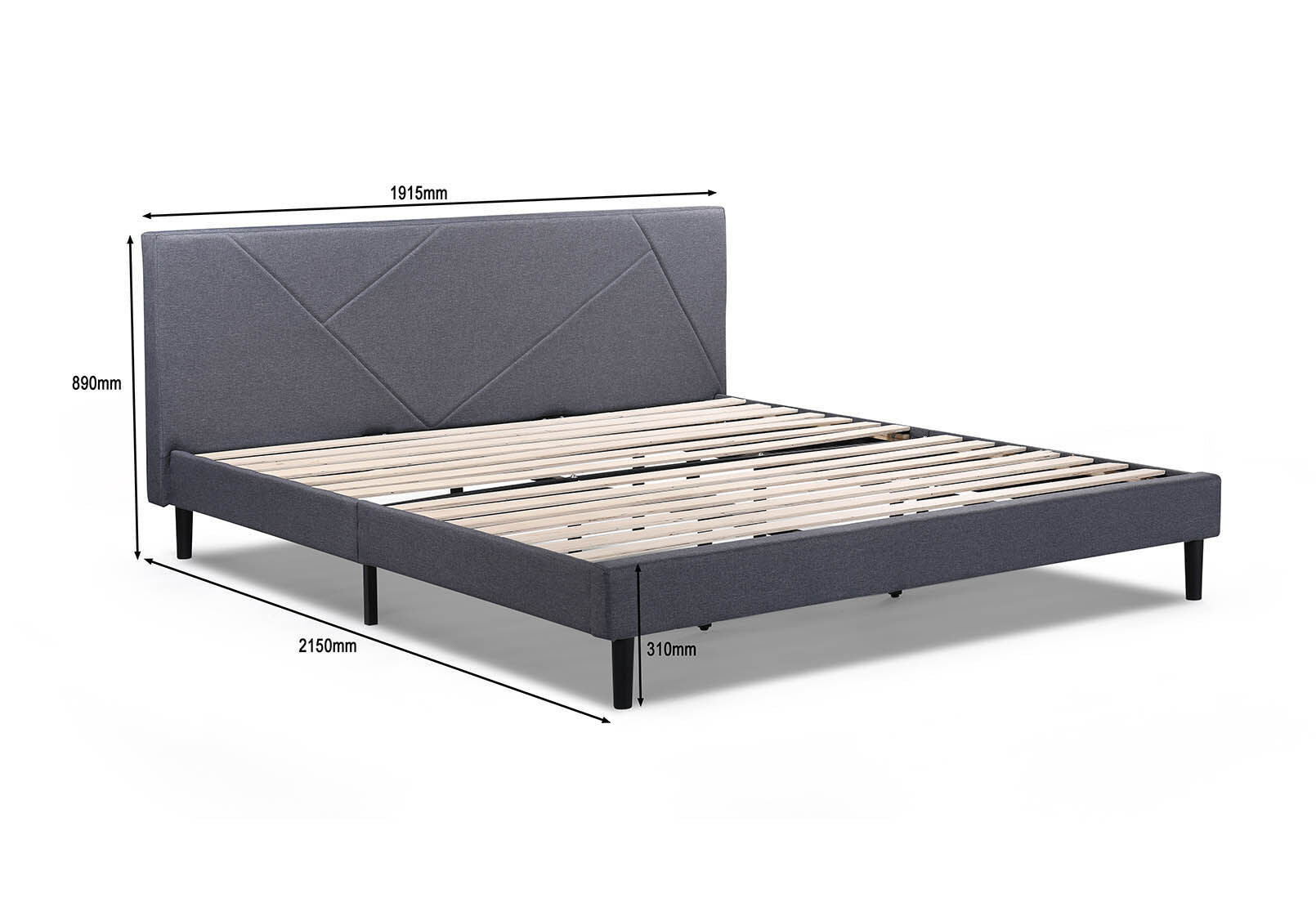 FRAZIER DARK GREY KING BED DARK GREY