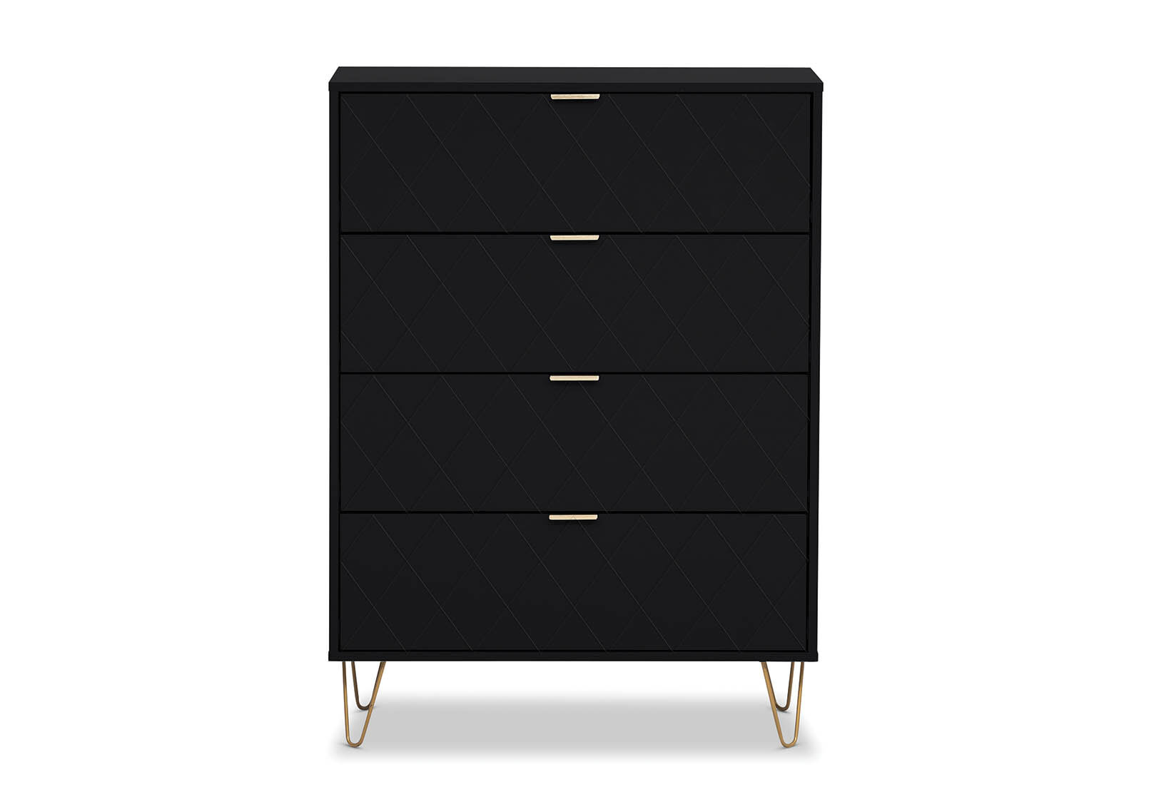 DORSEY BLACK 4 DRAWER WIDE TALL CHEST BLACK